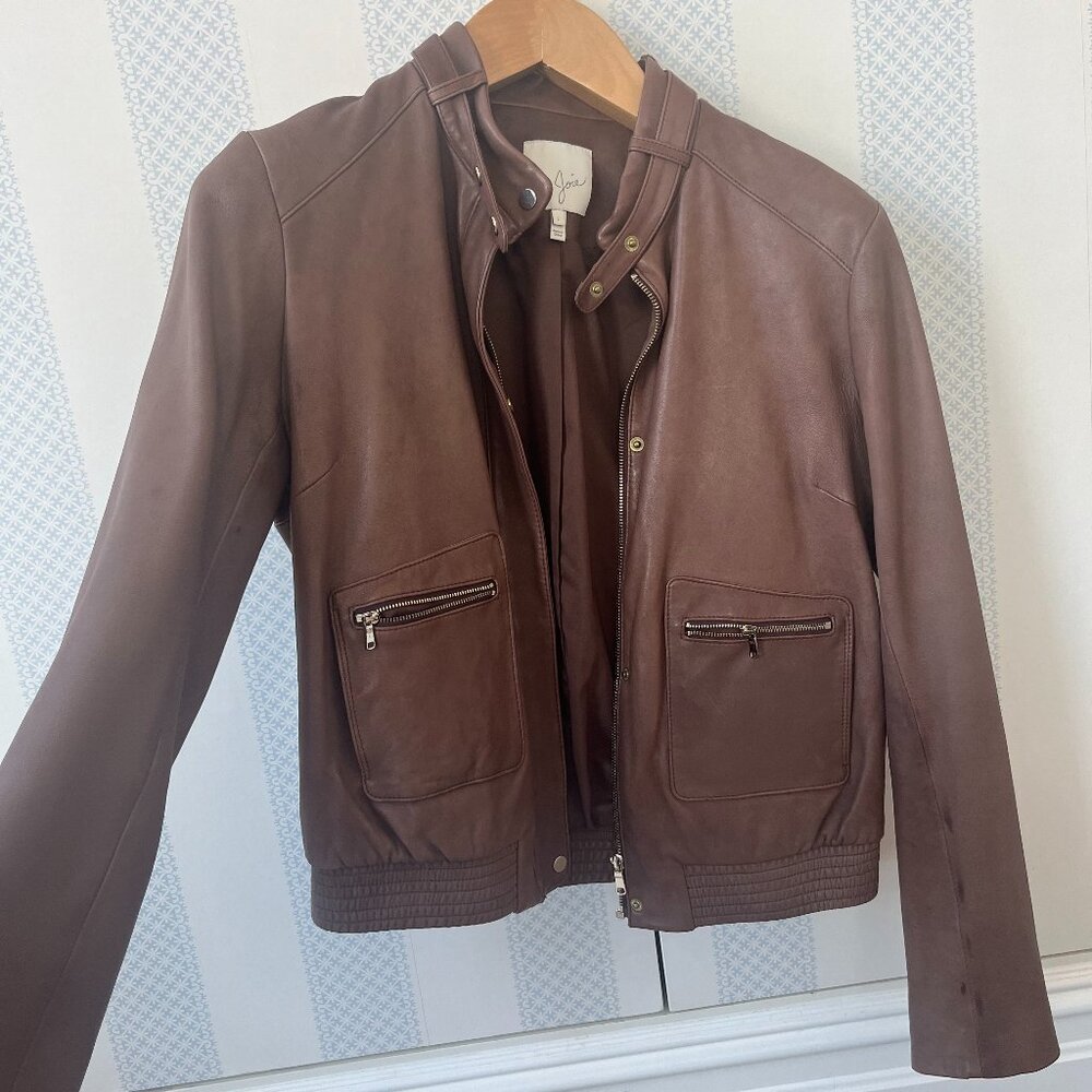 Joie Brown Leather Jacket Size L